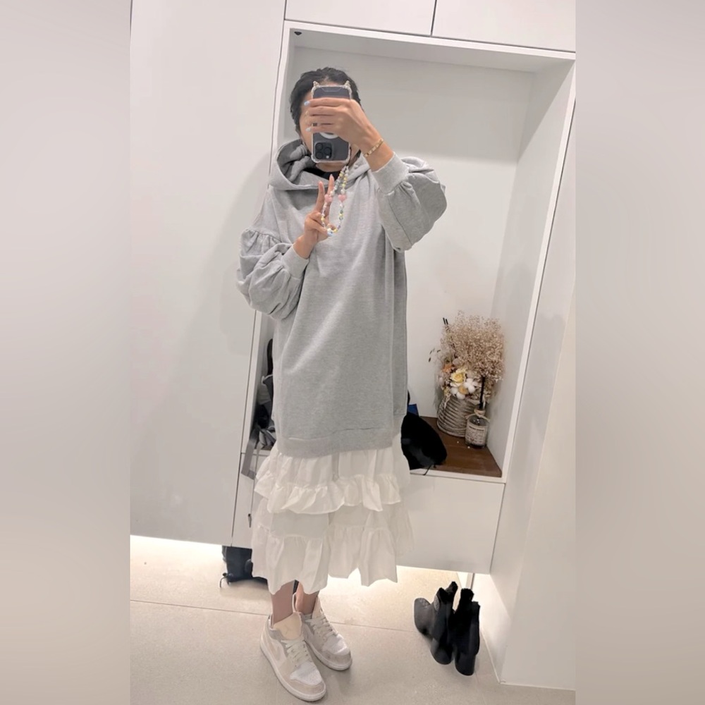 Hoody layered drill dress